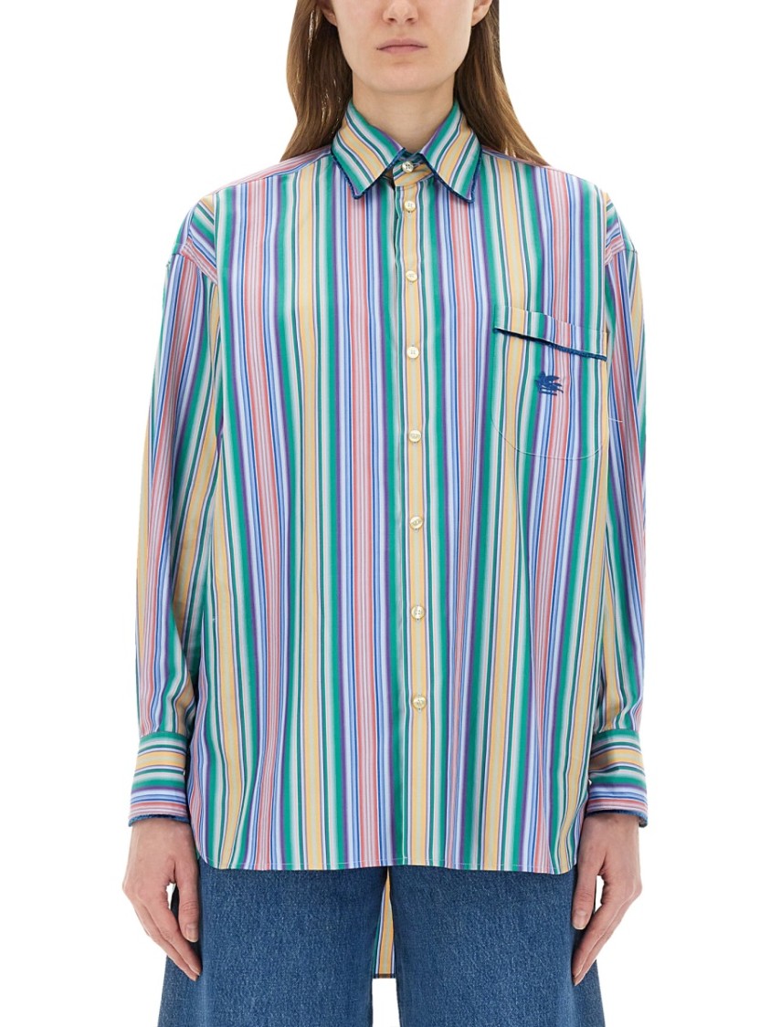 Etro Multi-coloured Striped Cotton Shirt Women In Multicolor