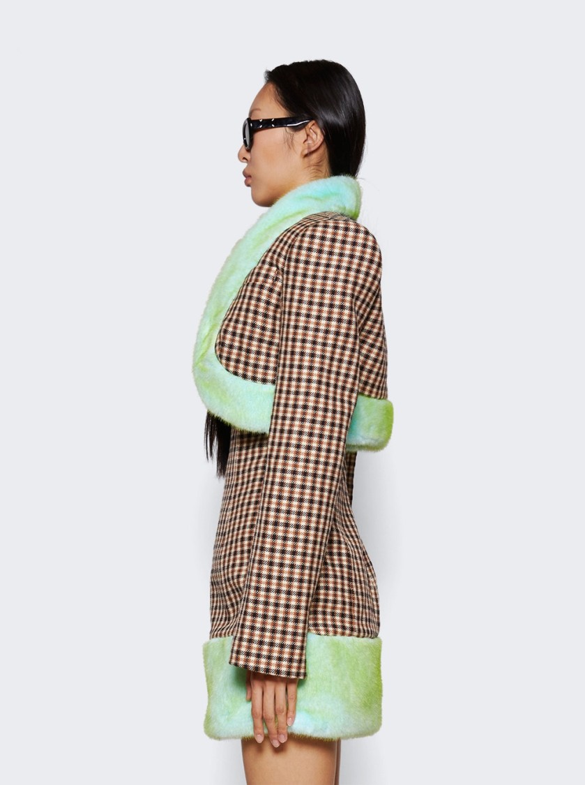 AREA AREA FAUX FUR TRIM CROPPED BLAZER