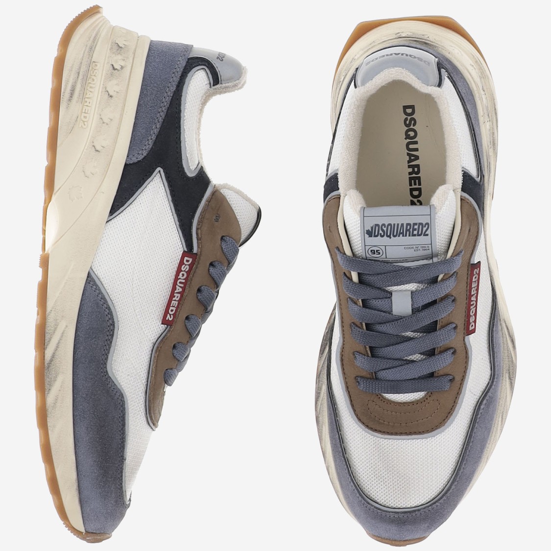 Dsquared2 Low Top Blue Denim Sneakers In Neutrals