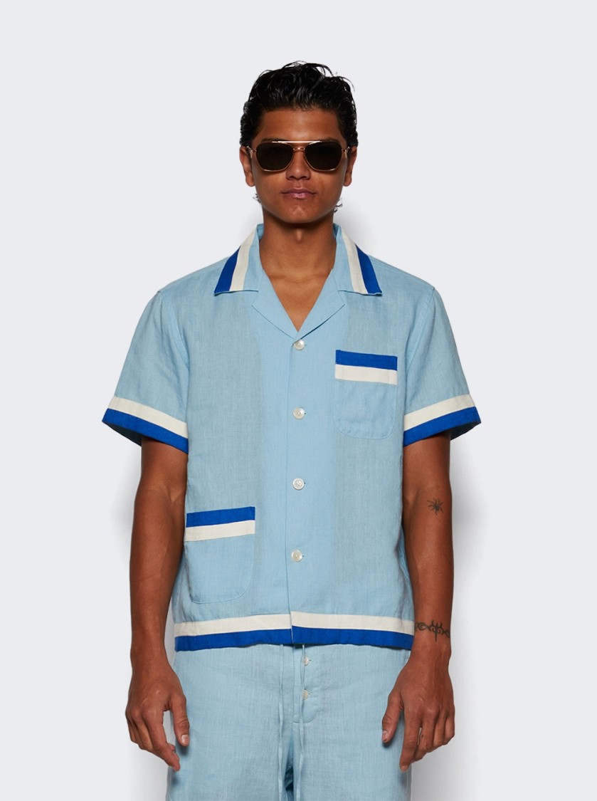 Bode Seedling Stripe Linen Camp Shirt