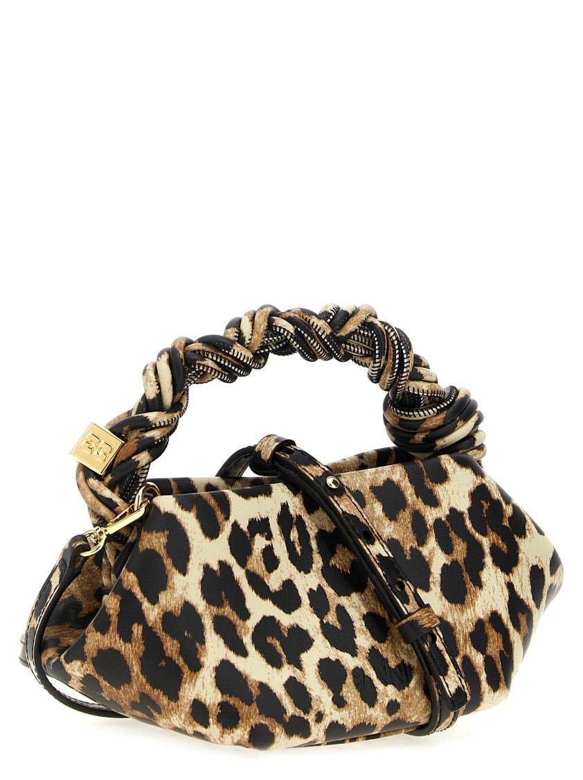 Ganni 'bou Bag Mini Leopard' Handbag In Brown
