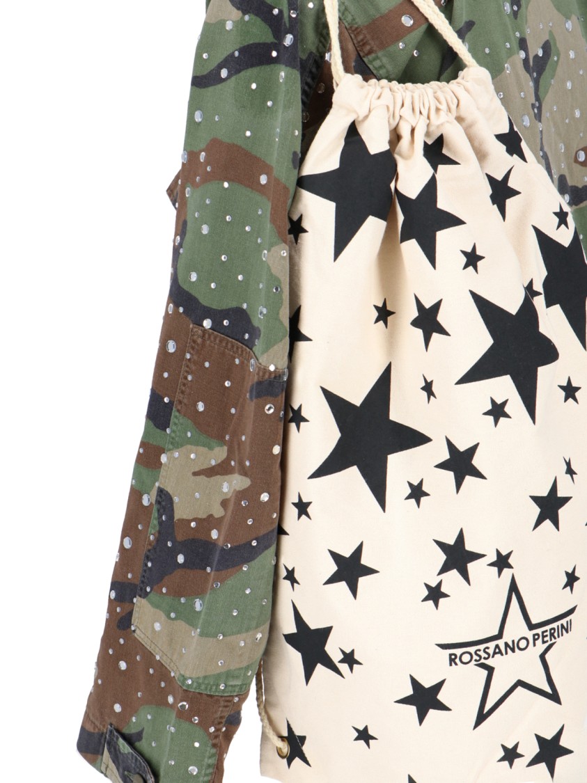 Rossano Prini Camouflage Crop Jacket In Brown And Green Cotton