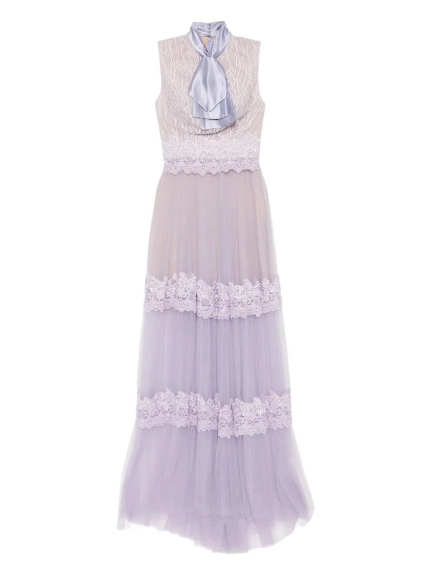Saiid Kobeisy Lace Long Dress In Purple