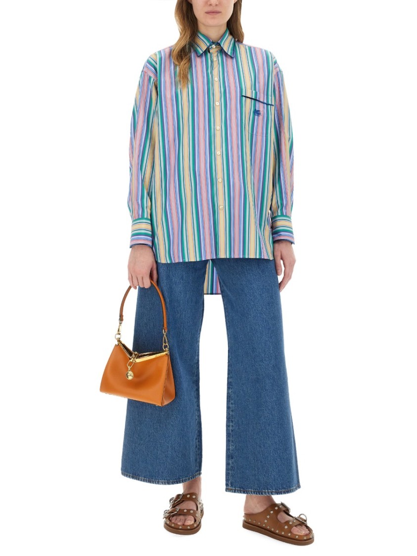 Etro Multi-coloured Striped Cotton Shirt Women In Multicolor