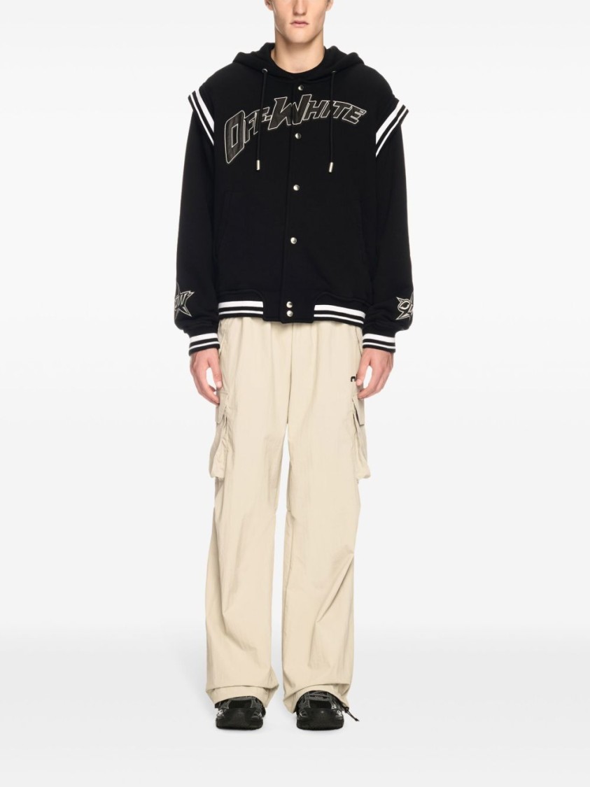 Off-White Black Varsity Sweatshirt With Press-Stud Fastening