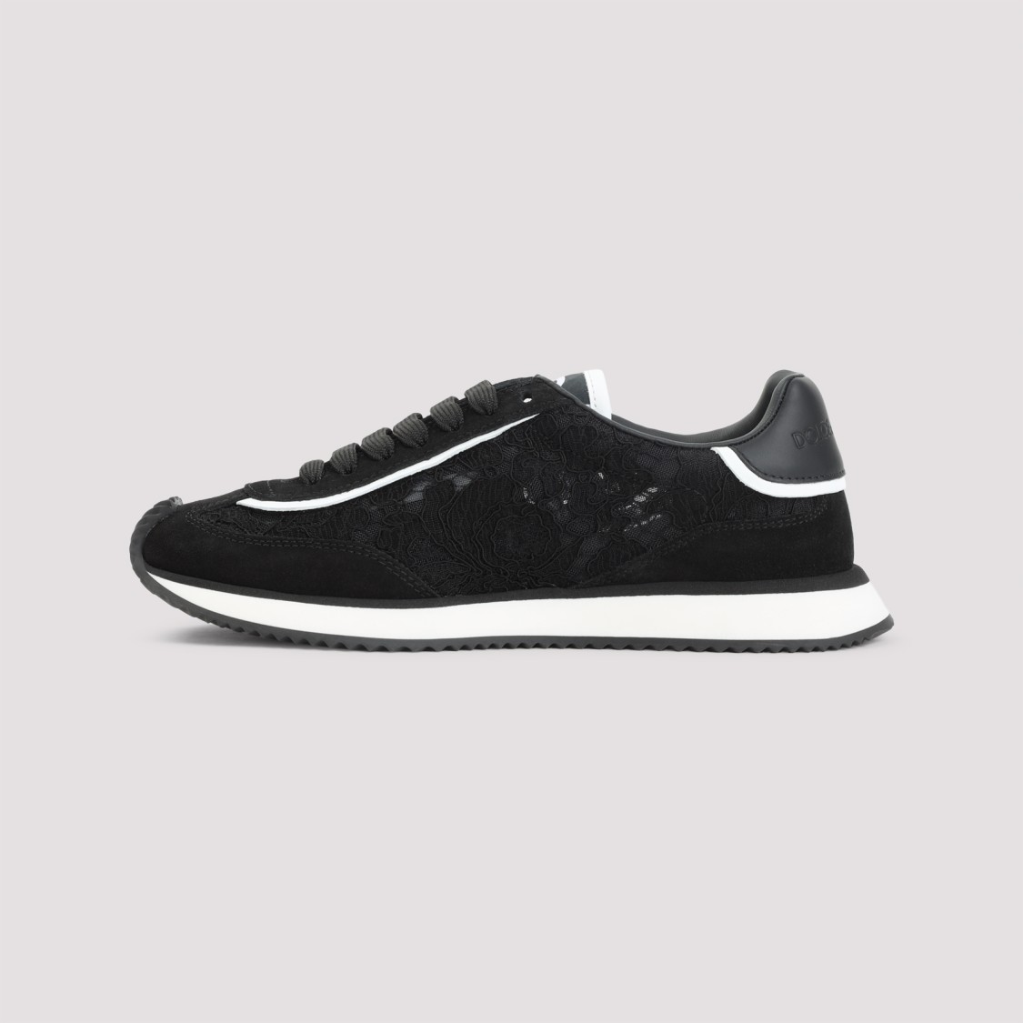Dolce & Gabbana Dg Cushion Lace-detailed Suede Sneakers Shoes In Black