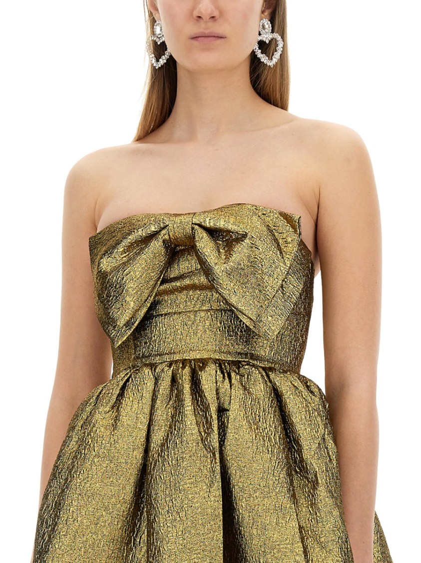 Self-portrait Metallic Fibre Fabric Mini Dress In Gold