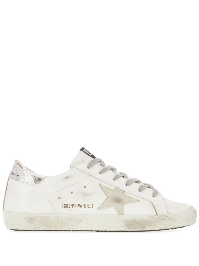 Golden Goose Stardan Sneakers With Silver Metallic Leather Star And Heel Tab In White