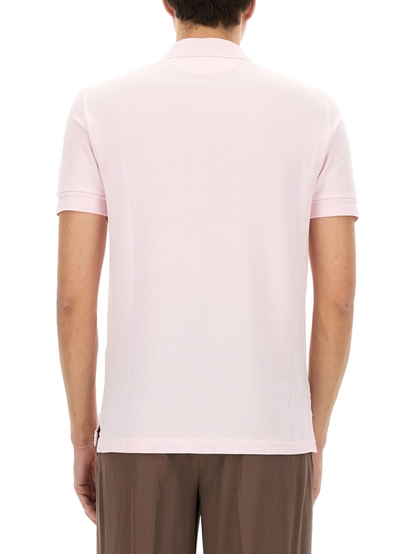Tom Ford Classic Piquet Polo With Three-button Placket In Pink