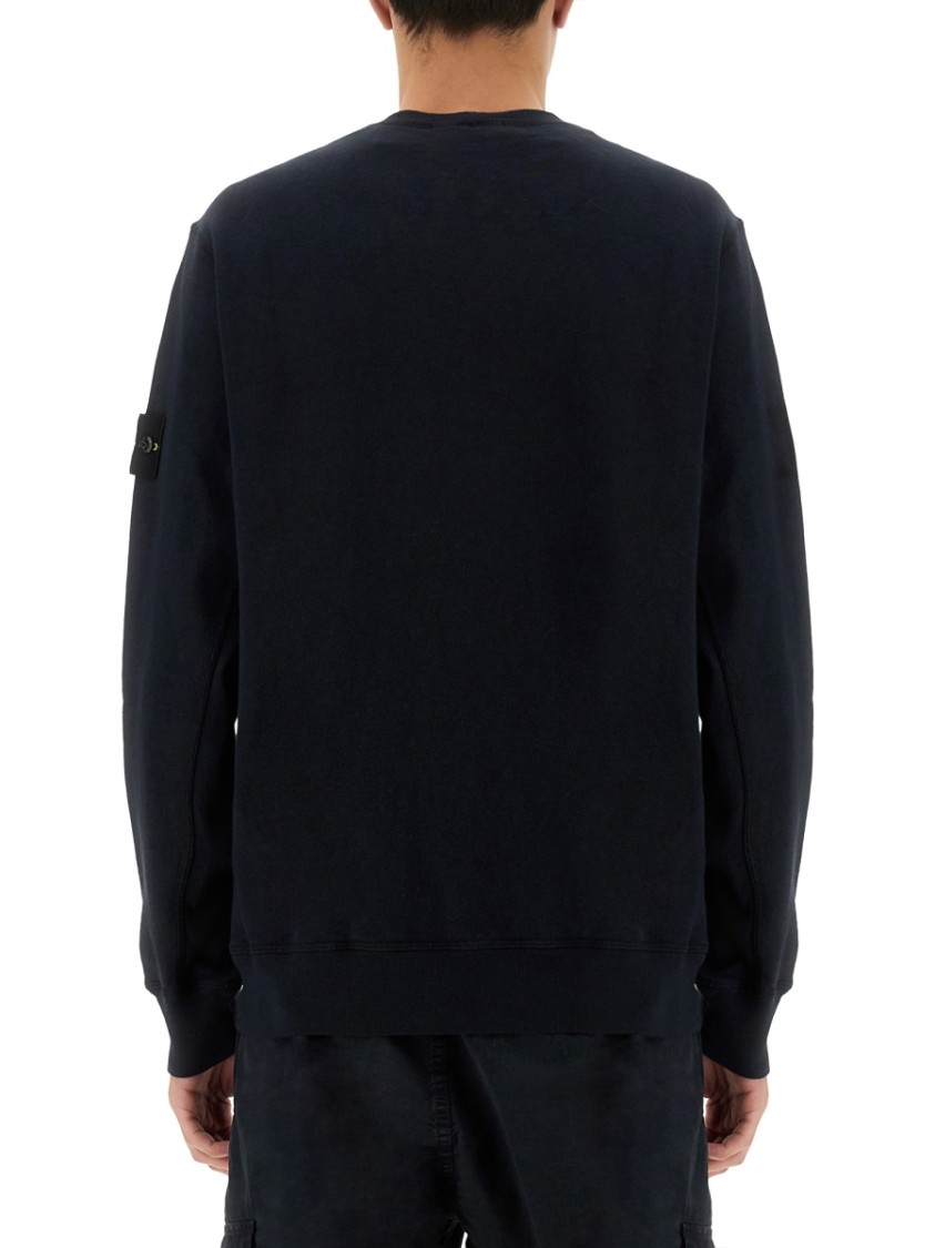 Stone Island Compass-patch Concealed-fastening Coat In Blue
