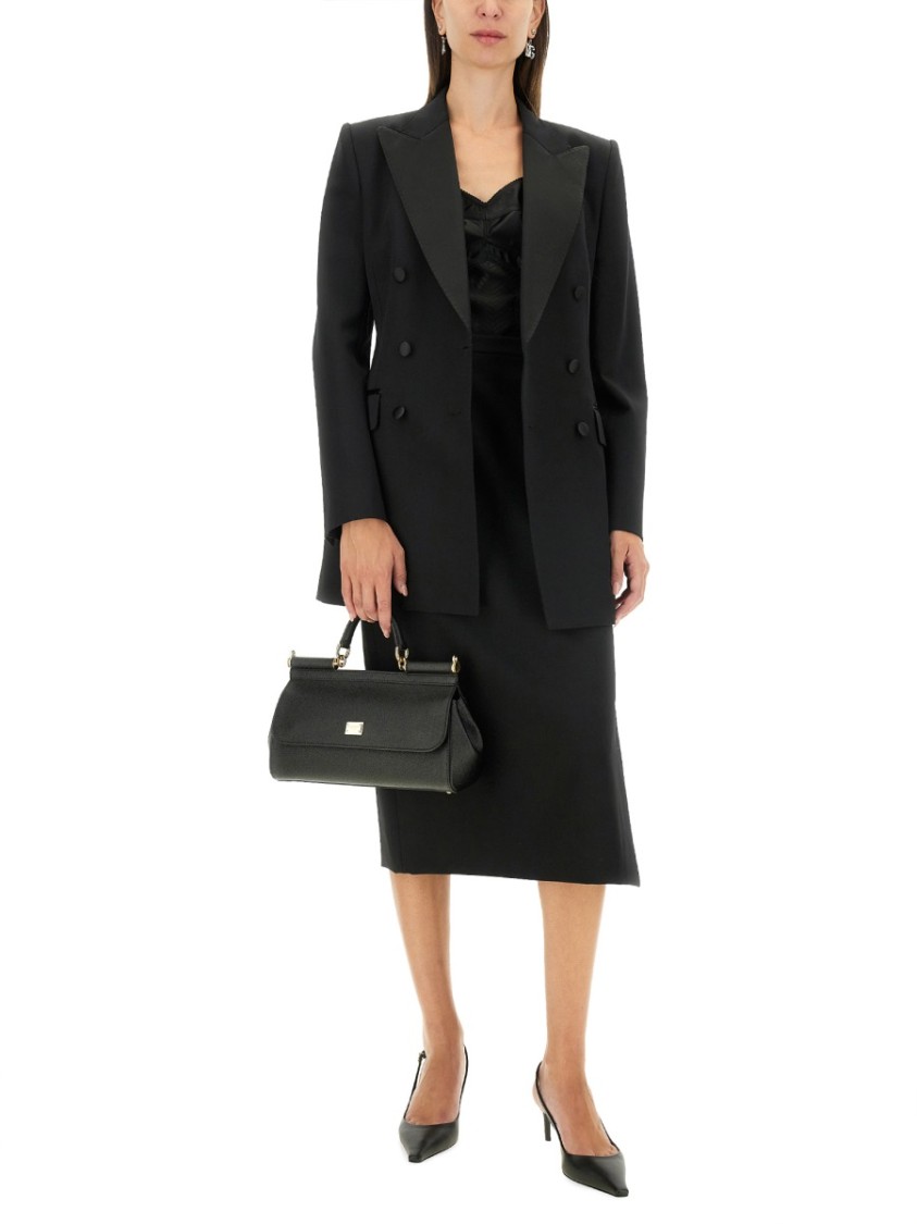 Dolce & Gabbana Gabardine Virgin-wool Midi Skirt In Black