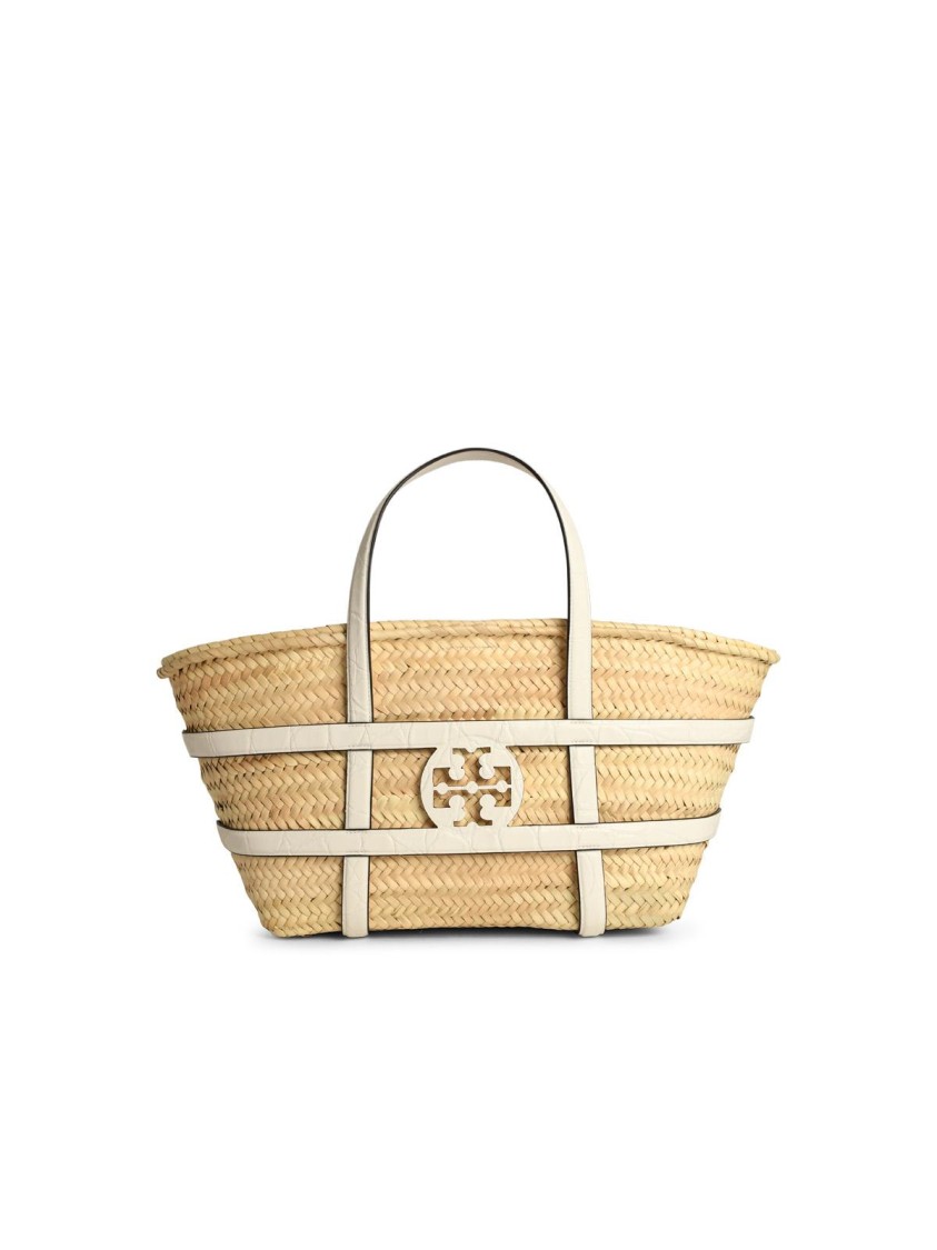 Tory Burch Ella White Basket Straw Shopping Bag