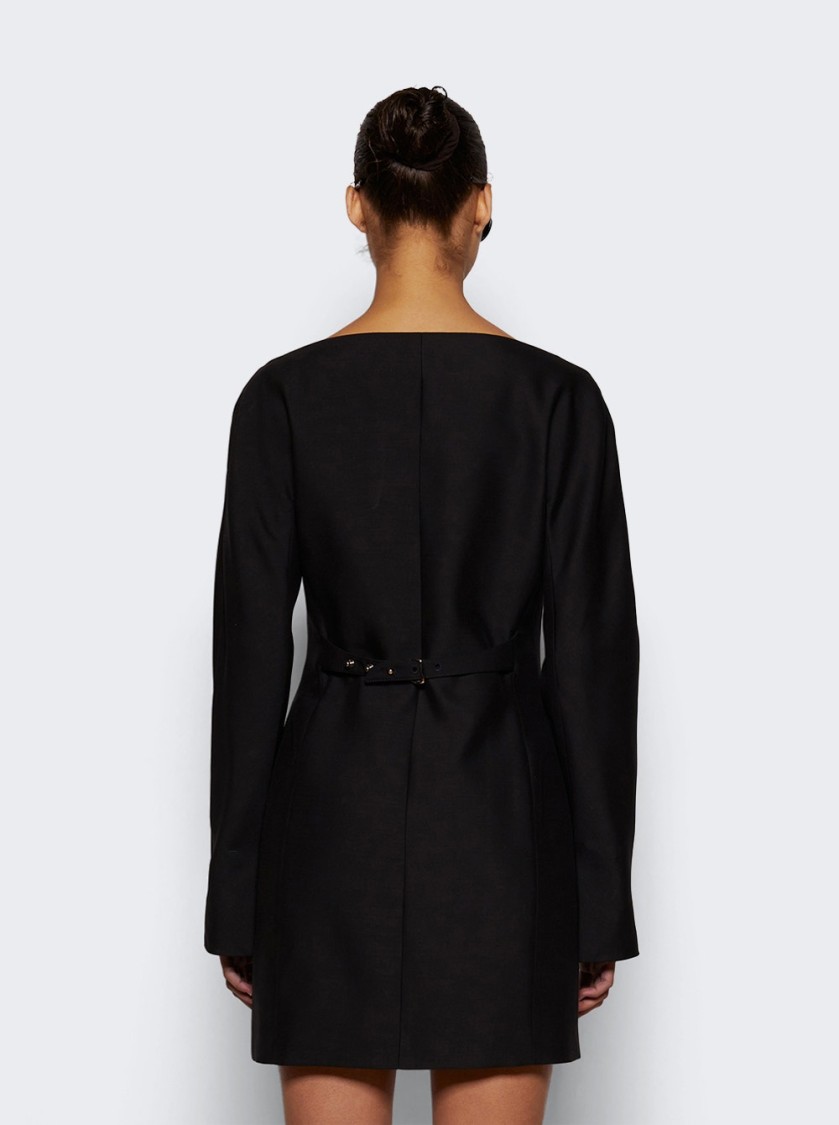 Jacquemus Belted Waist Dress With Back Belt Detail In Black