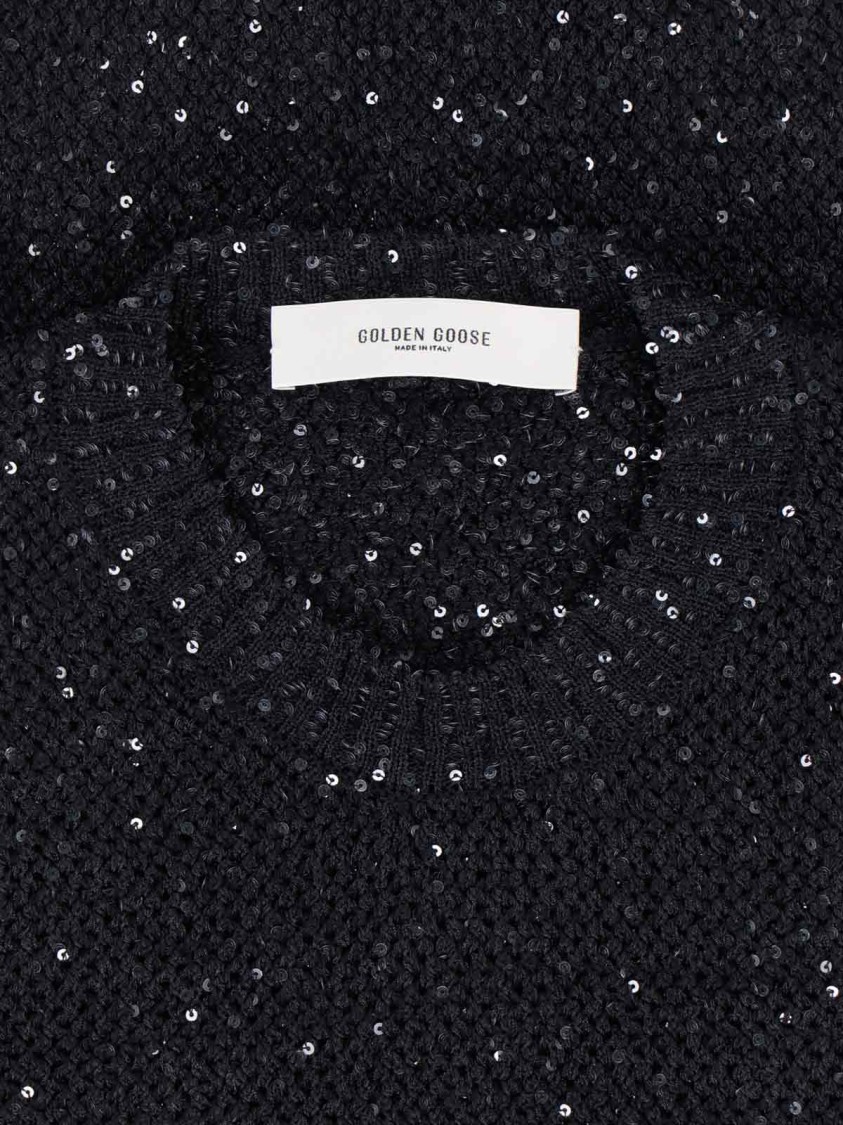 Golden Goose Sequin Knit Tank Top Black In Black