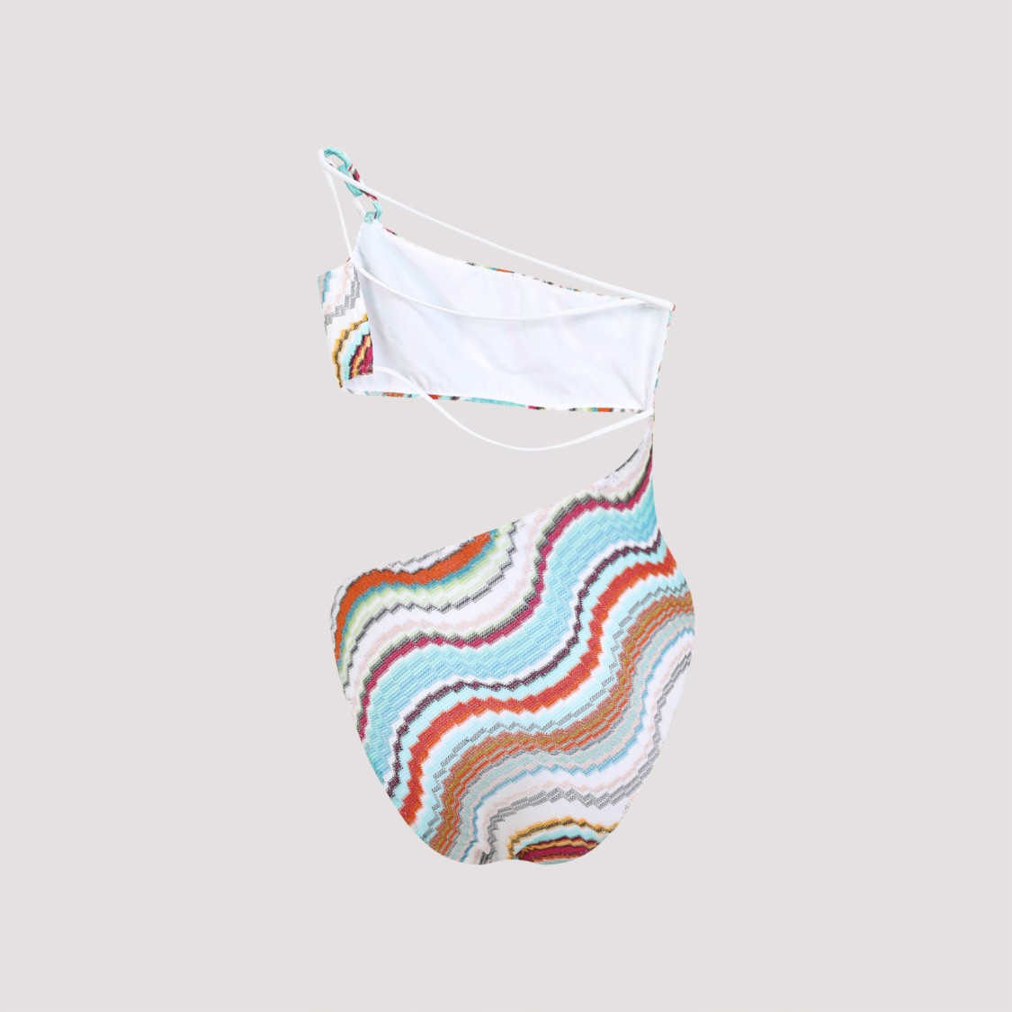 Missoni Multicolor Wave Asymmetric Cutout One-piece Swimsuit In White