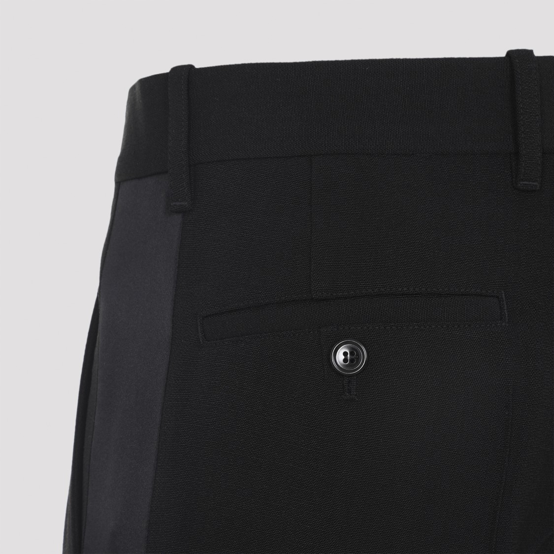 Phoebe Philo Black Viscose And Silk Tuxedo Pants With Satin Detailing In Black