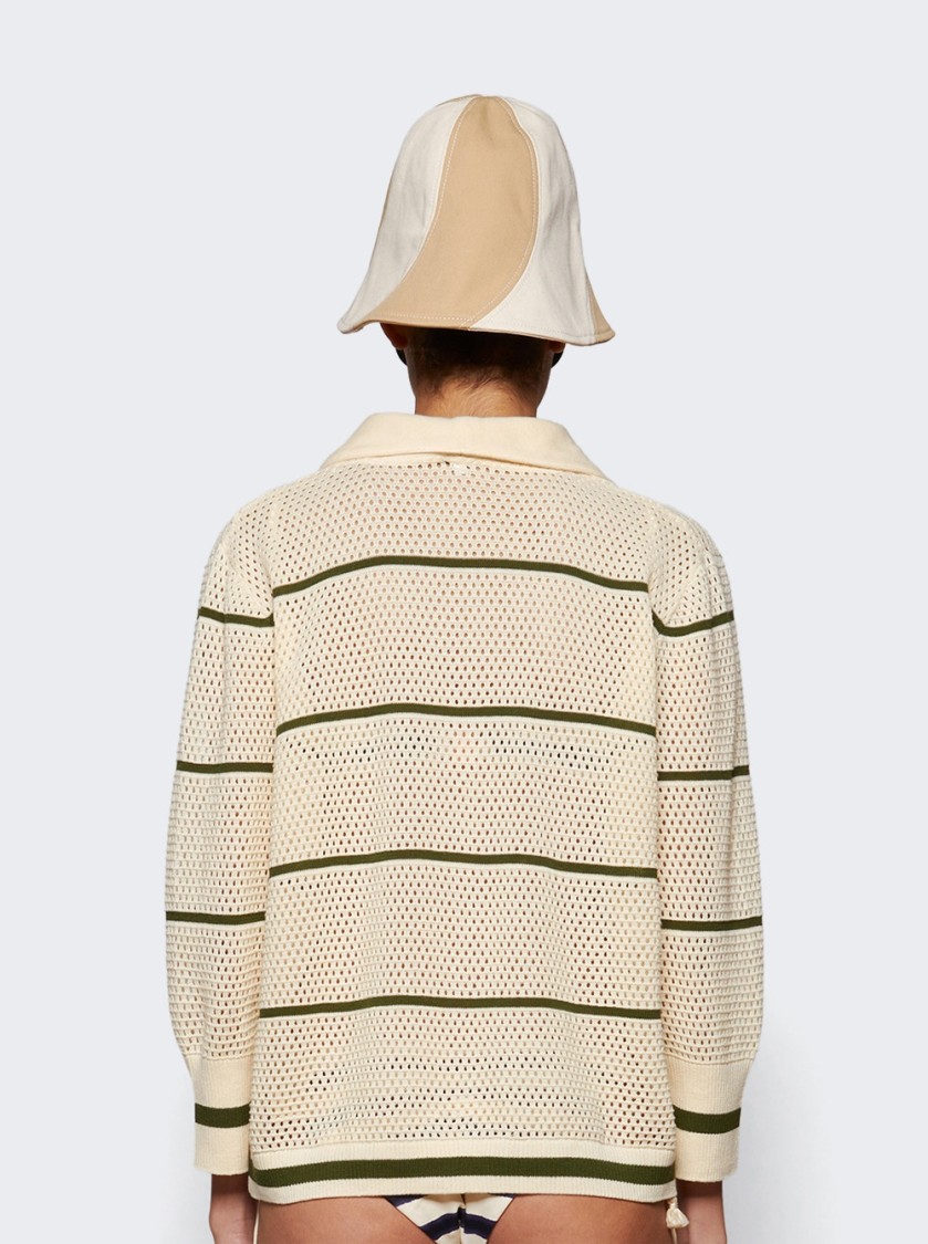 JOHANNA ORTIZ JOHANNA ORTIZ POCA VELA TOP ECRU AND GREEN