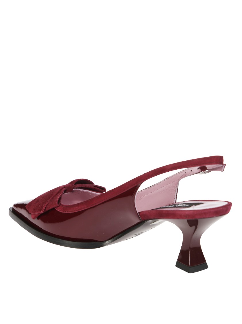Carel Pointed Toe Sculpted Heel Slingback Pumps In Burgundy