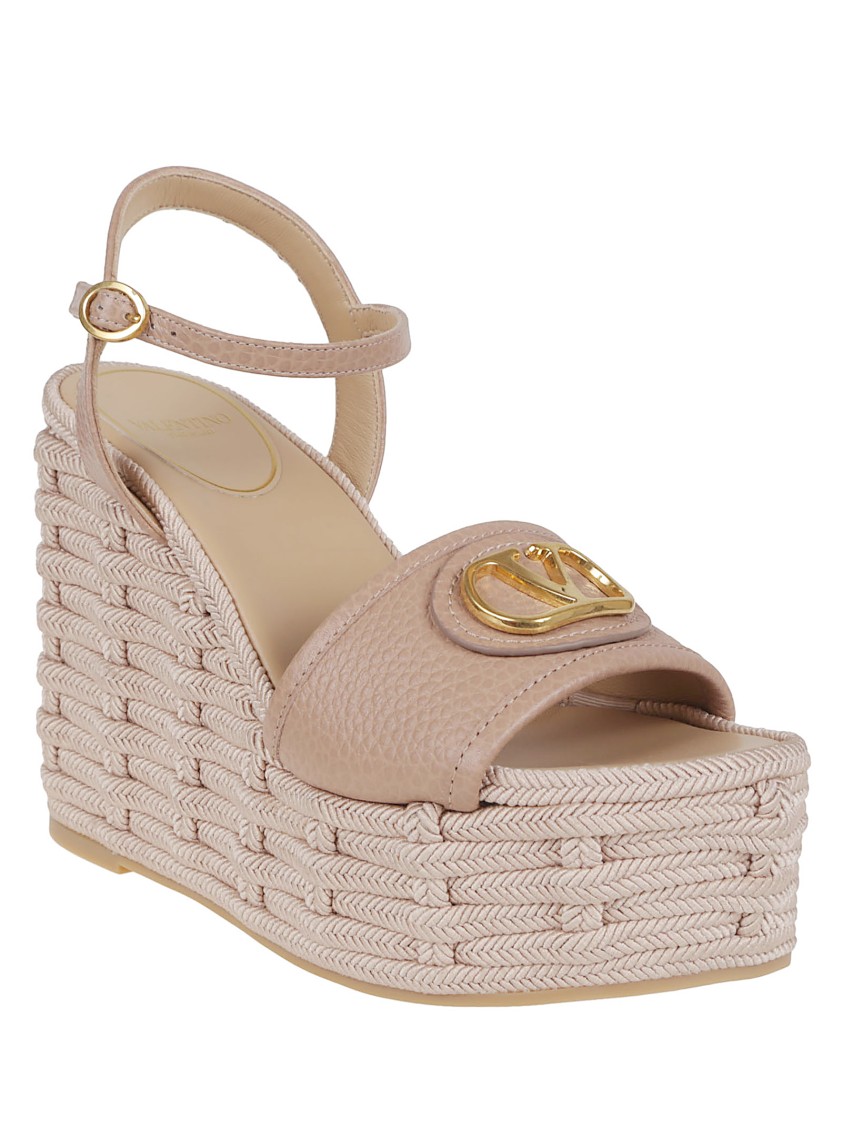 Shop Valentino Garavani Moose-print Calfskin Wedge Espadrillas