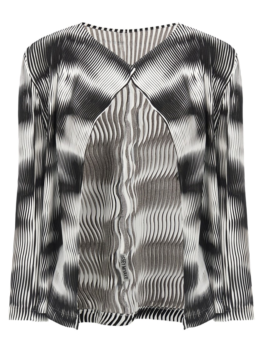 Issey Miyake Sway Pleats Printed Cardigan In Black