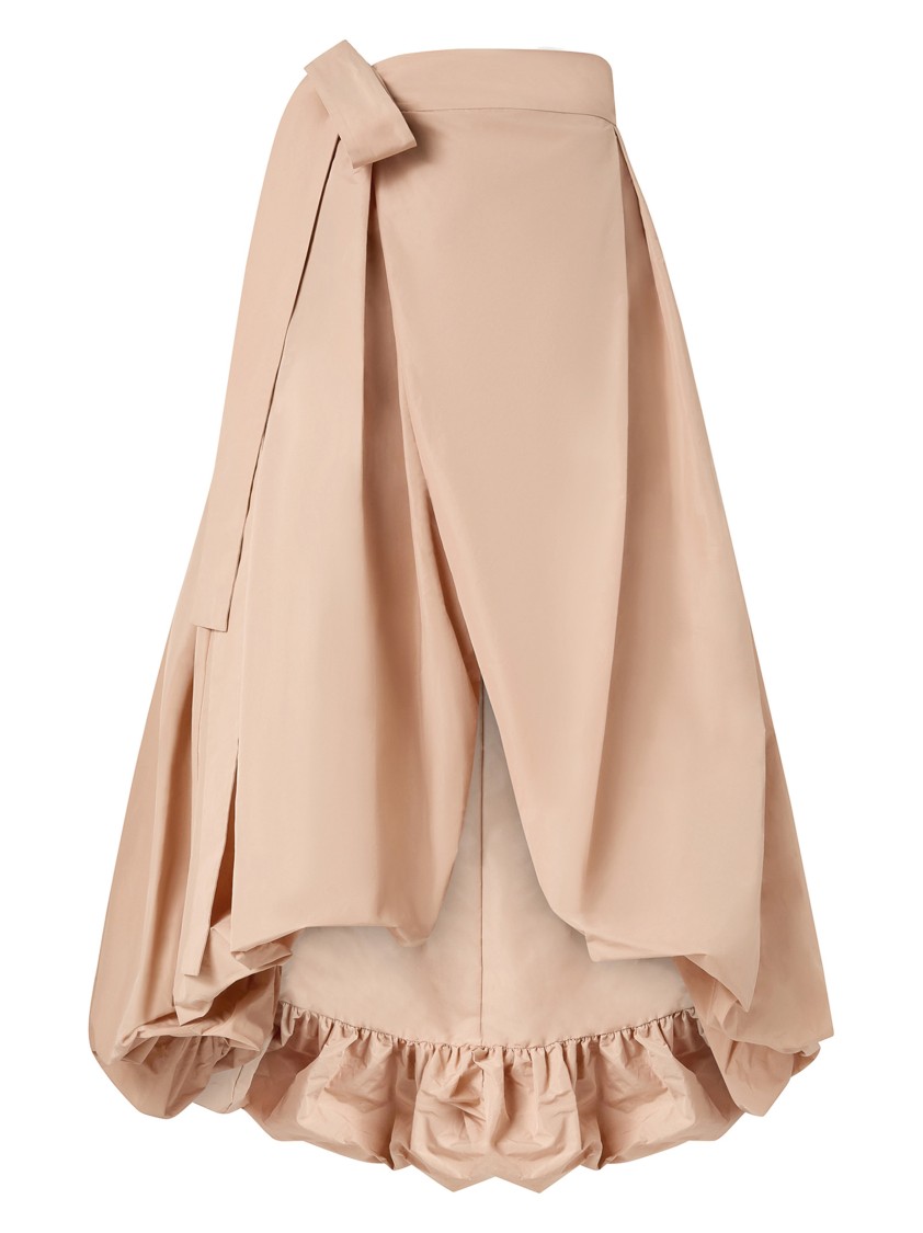 Shop Pinko Cameo Pink Taffeta Skirt With Front Slit And Bow Detail