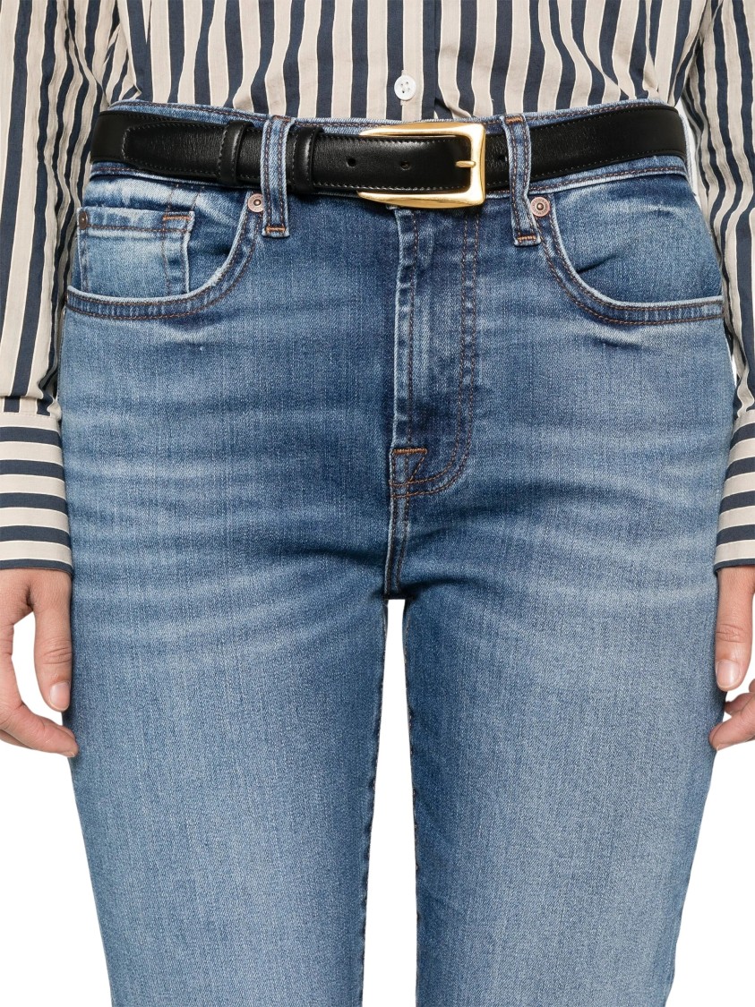 7 For All Mankind Light Wash Relaxed Skinny Jeans With Rolled Cuffs In Blue
