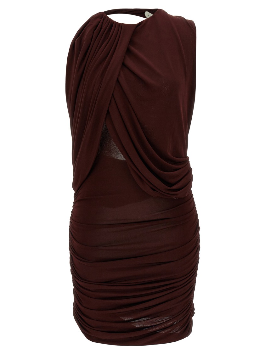 Magda Butrym Draped Halter Neck Open Back Dress In Brown