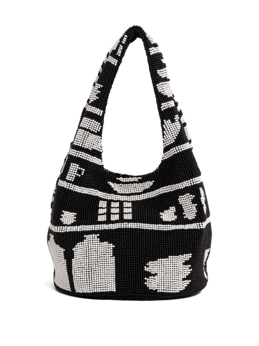 Jw Anderson J. W. Anderson Textured Hobo Bag With Striking Black In Black