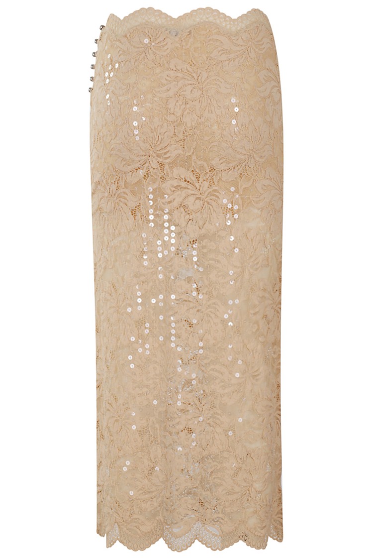 Rabanne Lace Midi Skirt In Neutrals