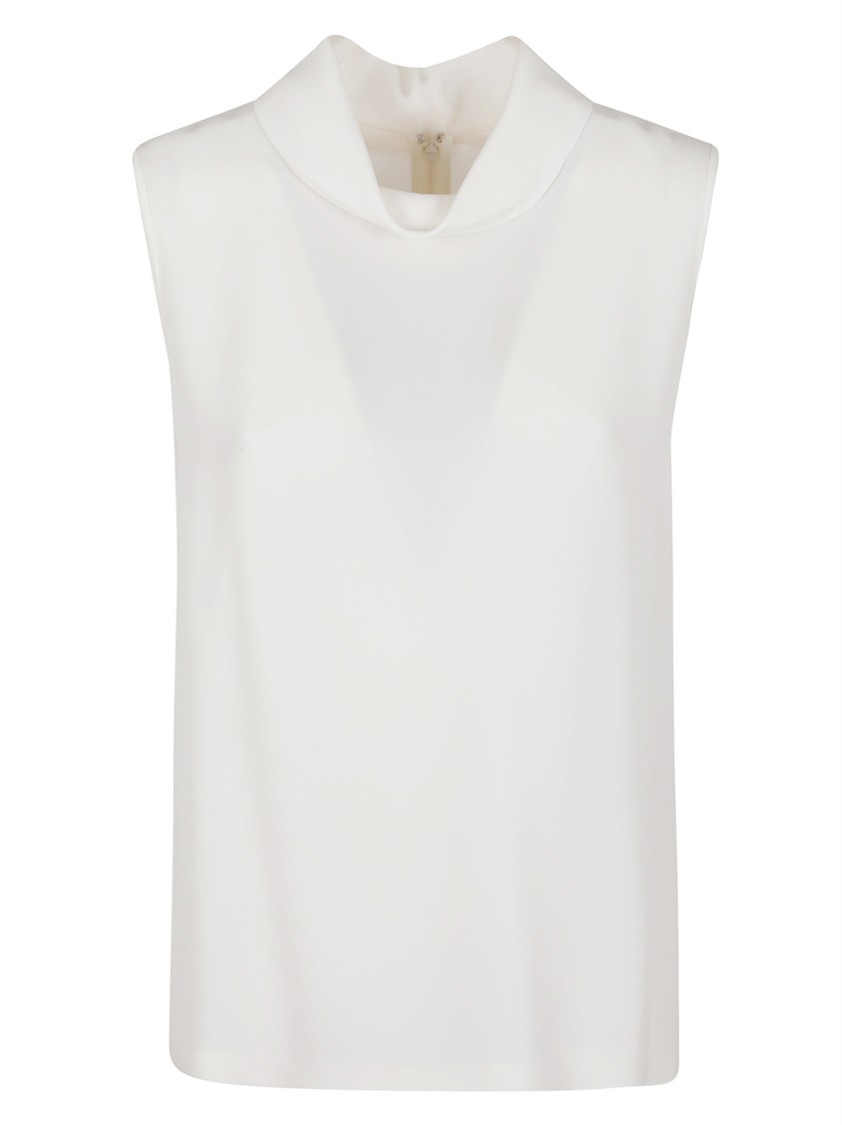Valentino Draped Neckline Sleeveless Top In White