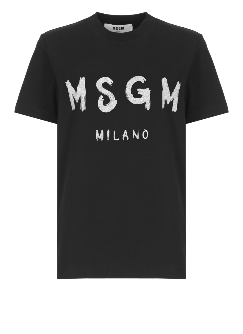 Msgm Black Cotton T-shirt In Black