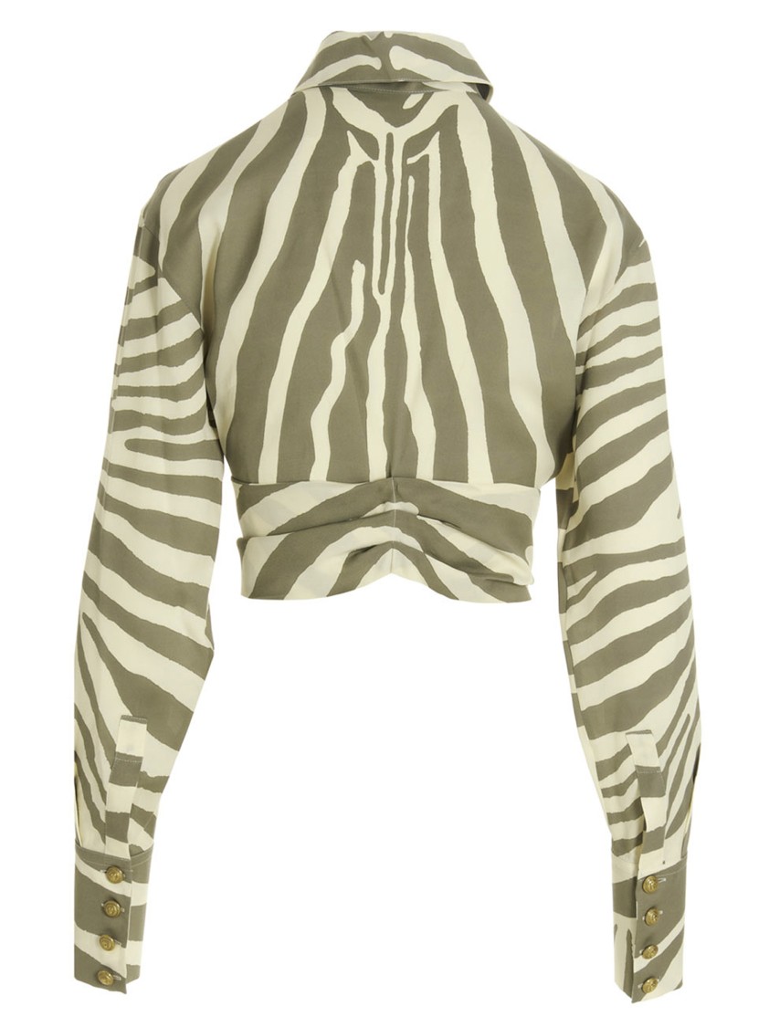 Balmain Multicolor Zebra Print Shirt In Green