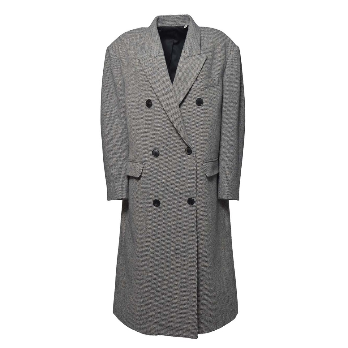 Isabel Marant Étoile Ecru And Black Wool Lexana Coat Trench