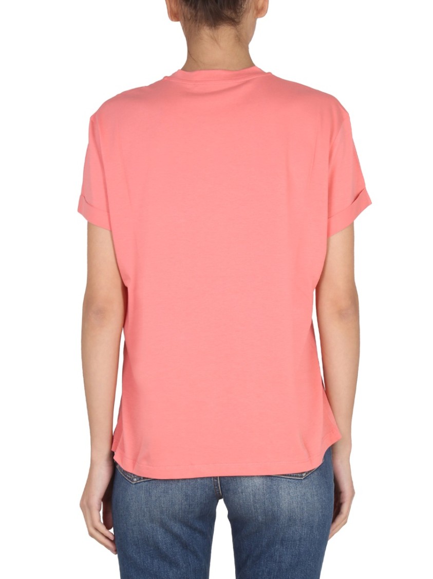 Stella Mccartney Embroidered Detail Crewneck T-shirt With Short Sleeves In Pink