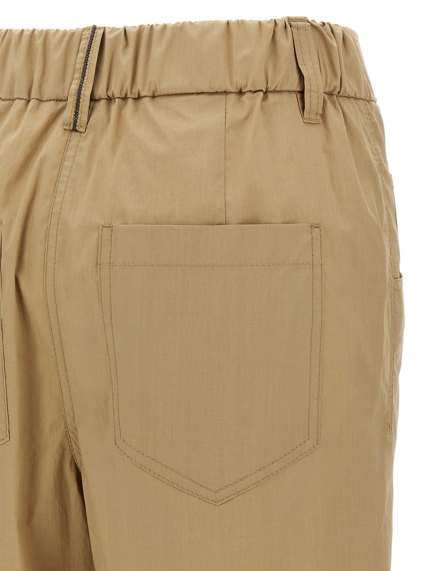 Brunello Cucinelli Light Cotton Trousers With Elegant Pleats In Brown