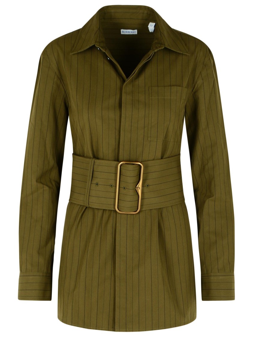 Burberry Green Cotton Mini Dress Women In Green