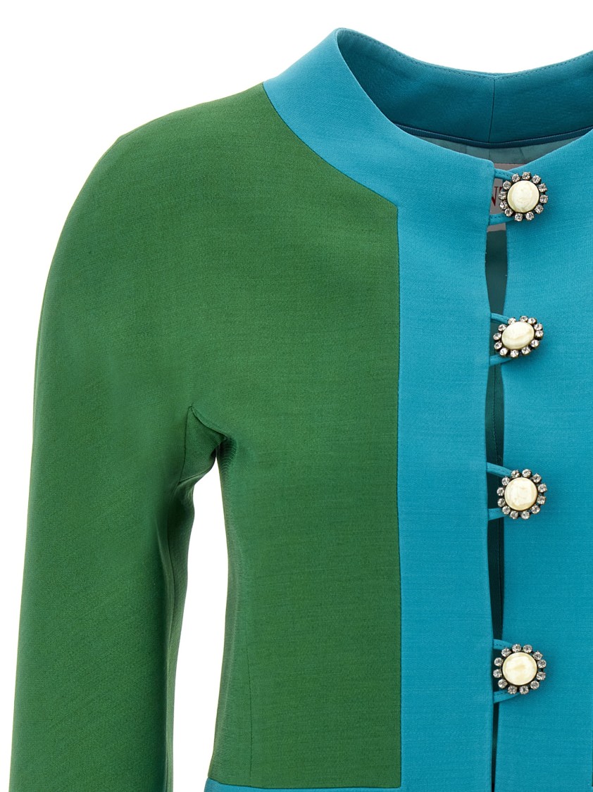 Valentino Garavani Bolero-style Blazer With Contrast Piping In Green