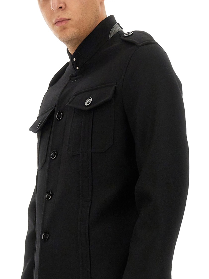Tom Ford Man Coat Black Size 40 Wool In Black