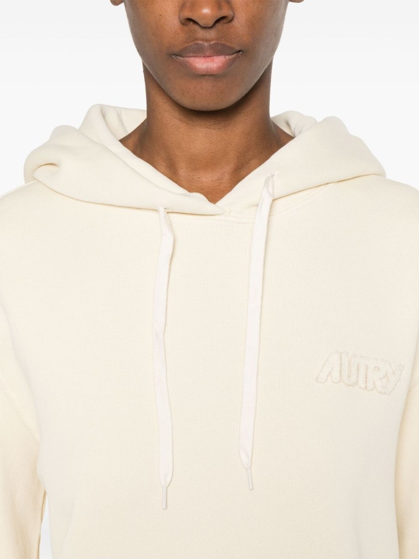 Autry Ecru Sweater With Drawstring Hood And Long Sleeves