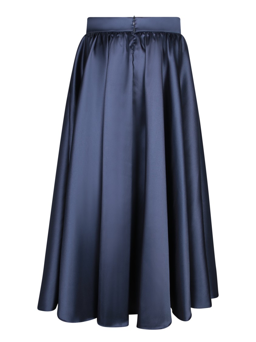 BLANCA VITA BLANCA VITA NAVY WIDE MIDI SKIRT WITH ELASTIC WAISTBAND