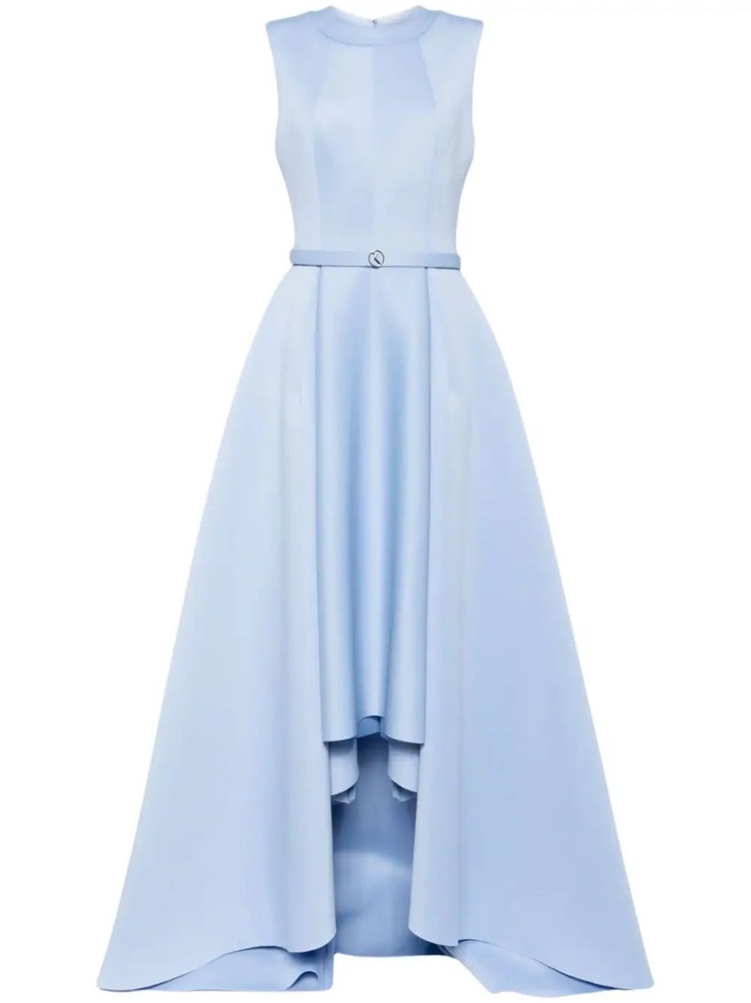 Saiid Kobeisy Neoprene Dress With High-low Skirt In Blue
