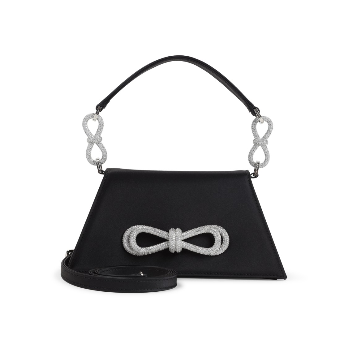 Mach&mach Mach & Mach Structured Silk Shoulder Bag With Bow Detail In Black