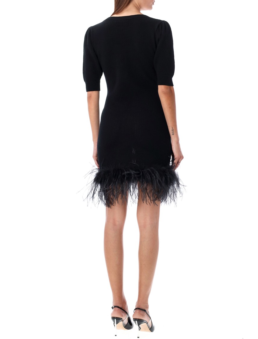 Alessandra Rich Short Dress Feather Trim