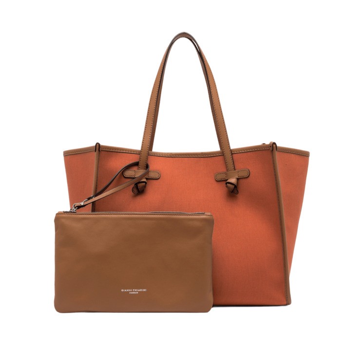 Marcella Two-tone Canvas Shoulder Bag With Leather Accents
