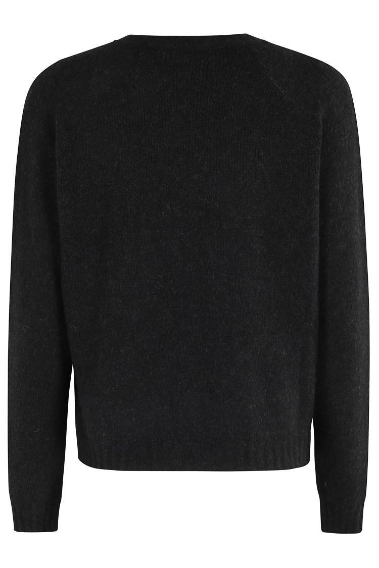 Roberto Collina V-neck Long-sleeve Wool Blend Sweater In Black