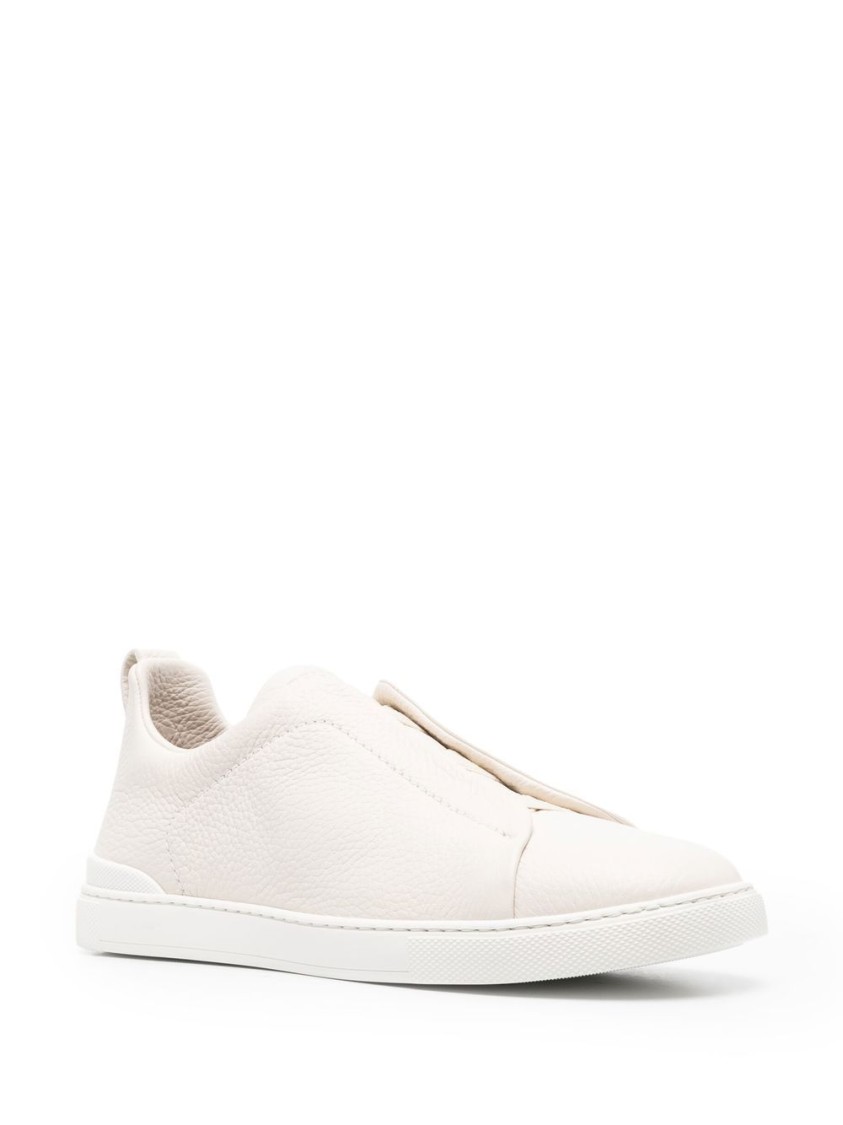 Shop Zegna Triple-stitch Low-top Sneakers In White