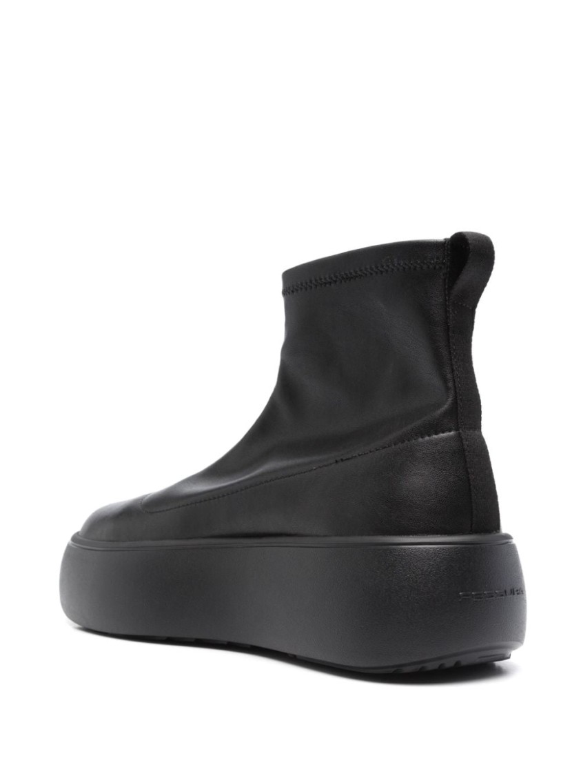 Twinset Twin-set Black Ankle Boots With Elevated Platform Sole In Black