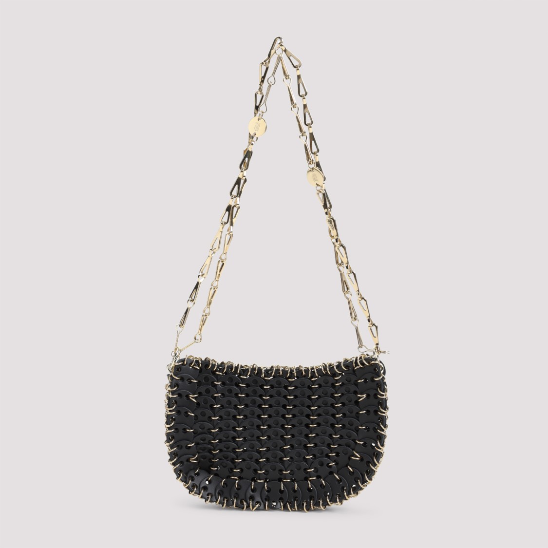 Rabanne Woven Calf Leather Handbag With Chain Strap In Black