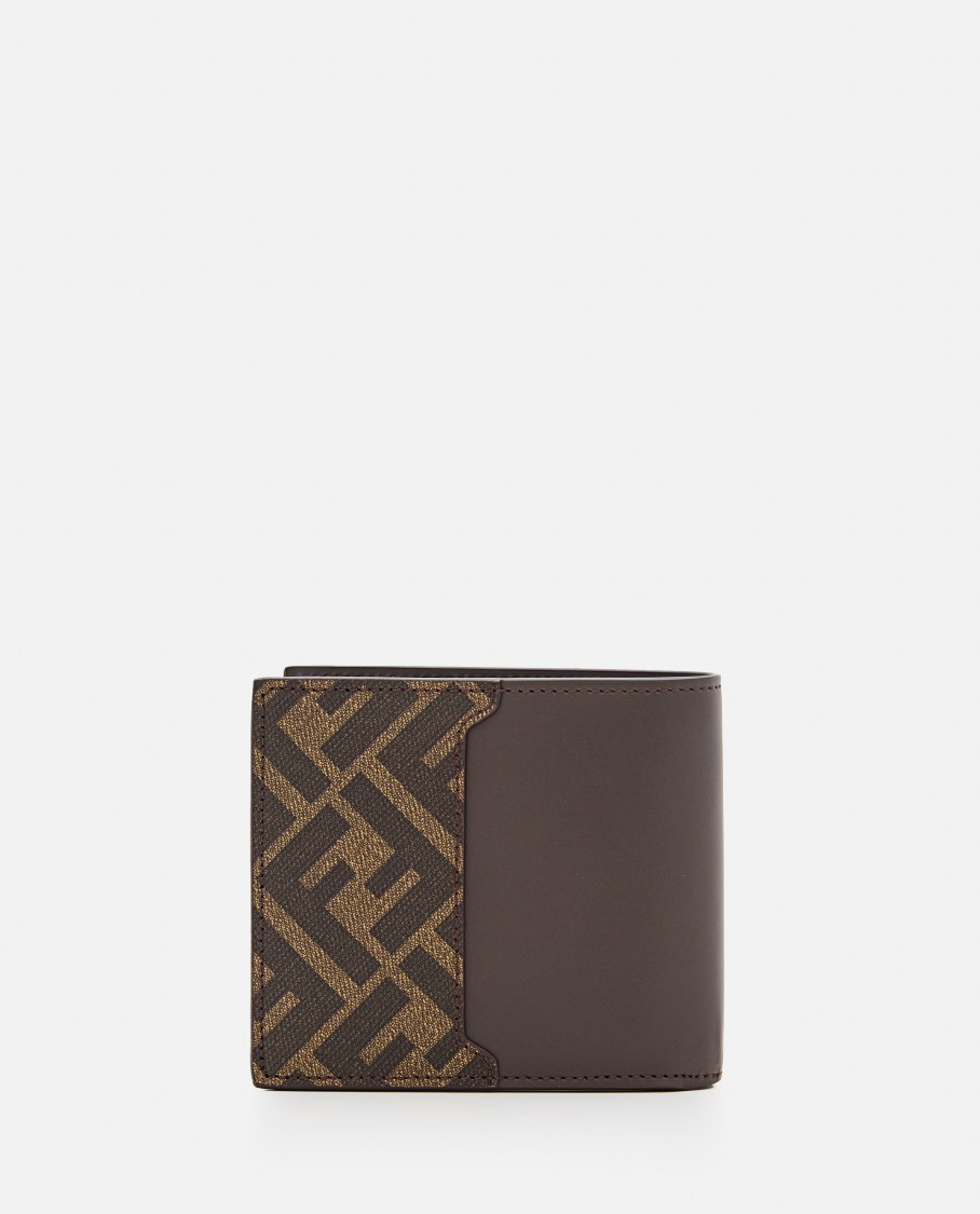 Shop Fendi Brown Ff Jacquard Billfold Wallet With Metal Logo