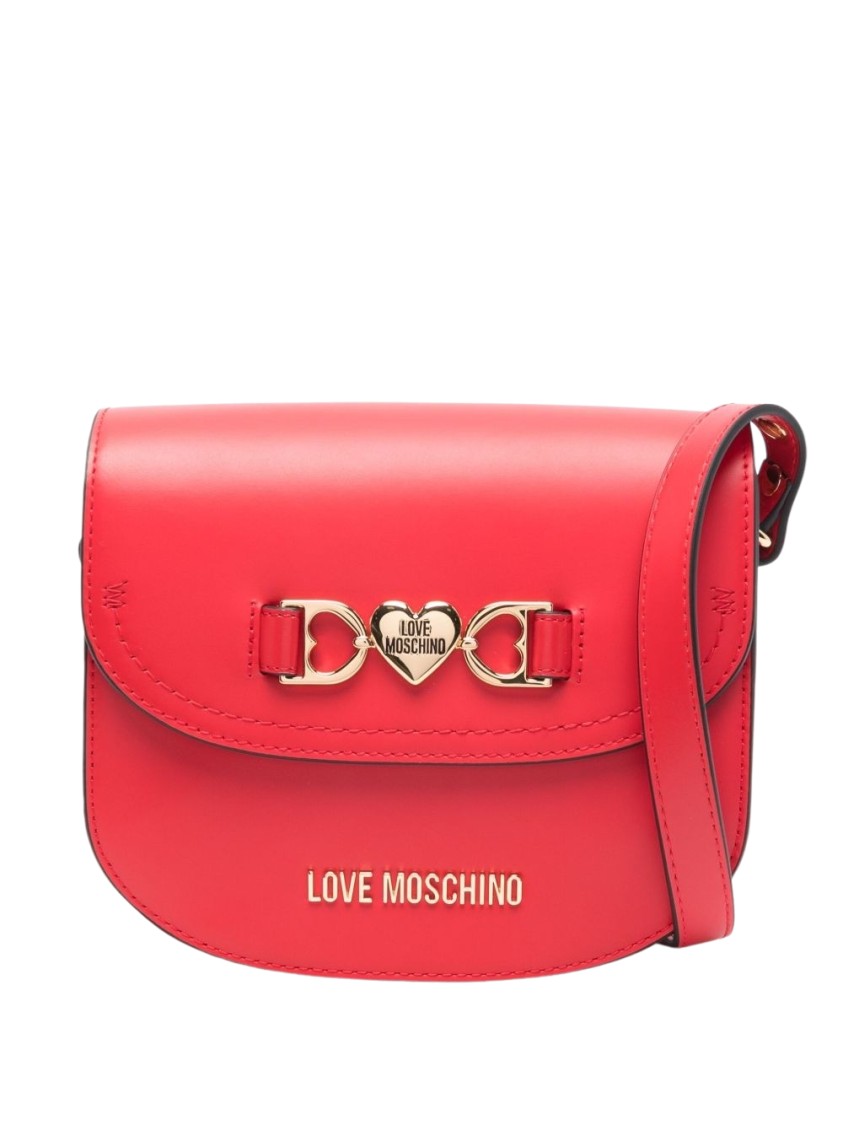 Love Moschino Red Crossbody Bag With Heart Plaque In Red